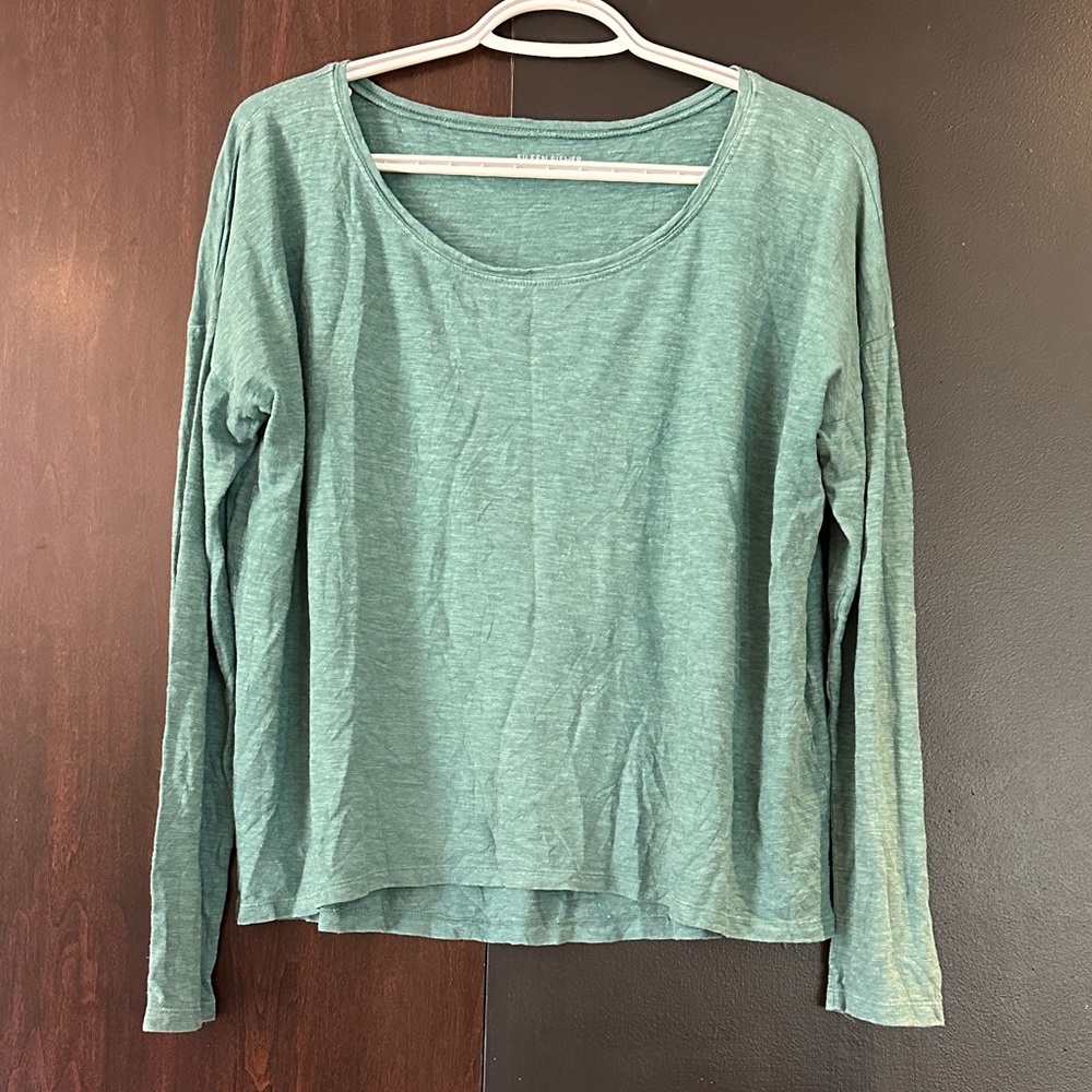 Eileen Fisher Long Sleeve Scoop Neck Top — Seafoam Green